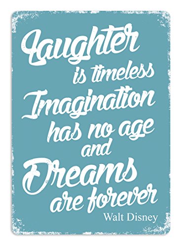 Laughter is Timeless.Disney Zitat – Blau Metallschild Wandschild Kunst Inspirierend von Cirrus