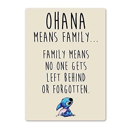 Ohana bedeutet Familie – Beige. Metall-Wandschild, Wandschmuck mit inspirierender Aufschrift Lilo Stitch von Cirrus