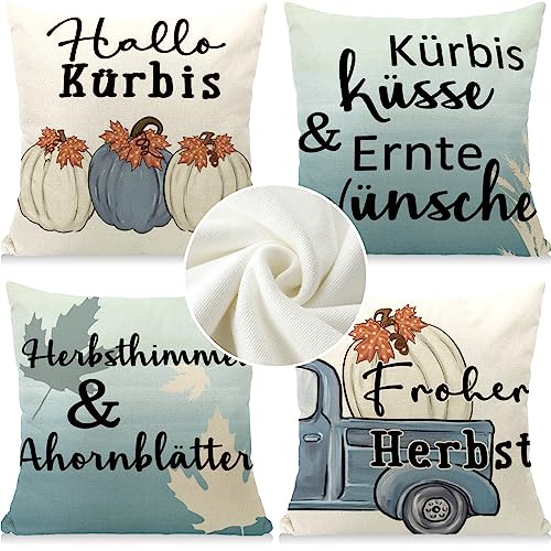 Cirzone Herbst Deko Herbst Kissenbezug 45 x 45 cm 4er Set Hallo Kürbis Plüsch Herbst Dekorative Kissen Herbst Dekoration für Home Garten Sofa Schlafzimmer von Cirzone