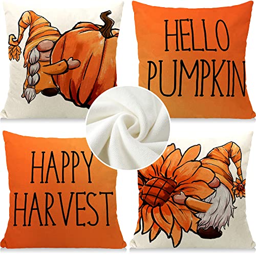 Cirzone Herbst Kissenbezug 45 x 45 cm 4er Set Hallo Kürbis Kurzer Plüsch Herbst Dekorative Kissen Herbst Deko Herbst Dekoration für Home Sofa Schlafzimmer von Cirzone