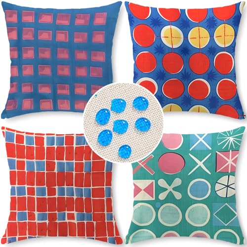 Cirzone Wasserdicht Kissenbezug 4er Set 45 x 45 cm Dekorative Outdoor Kissen Wasserfest Atmungsaktiv Geometrische Symbole Kissenbezug Gartendeko für Draußen Sofakissen Garten Outdoor… von Cirzone