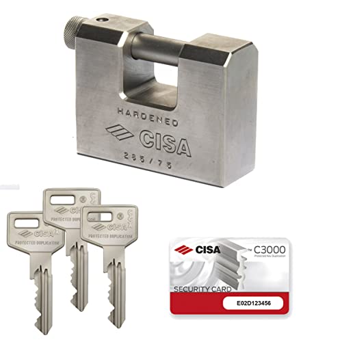 CISA 12855N7500000C3 Vorhängeschloss aus Stahl Monoblock Zylinder C3000, 75 mm von Cisa