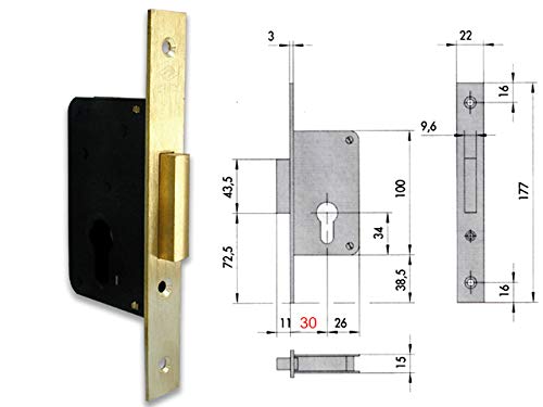 Cisa 0920240 52210-30-0 Einsteckschloss, Profilzylinder BQ F22 von Cisa