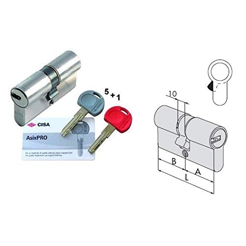 Cisa 1.0e300.21.0.12sd – Zylinder ASIX Pro 40 x 50 vernickelt Schlüssel-Werk von Cisa