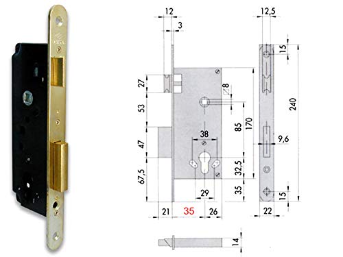 Cisa 1210250 5C130-45-0 Einsteckschloss, Profilzylinder BT F22 von Cisa