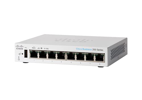 Cisco Business CBS250-8T-D Smart Switch | 8 GE-Ports | Desktop | Eingeschränkte Lebenszeitgarantie für Hardware (CBS250-8T-D-EU) von Cisco