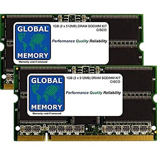 Cisco 1 GB (2 x 512 MB) DRAM SODIMM ARBEITSSPEICHER KIT 7301/7304 ROUTERN & 7200 Series ROUTERN (mem-npe-g1–1 GB, mem-7301–1 GB) von GLOBAL MEMORY
