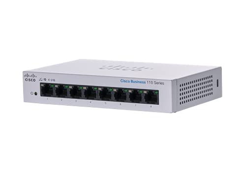 Cisco Business CBS110-8T-D Unmanaged Switch | 8﻿ GE-Ports | Desktop | Ext. Netzteil | Begrenzter Lebenszeitschutz (CBS110-8T-D) von Cisco