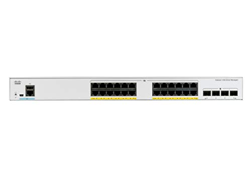 Cisco Systems Catalyst 1000-24T-4G-L Netzwerk-Switch, 24 Gigabit Ethernet (GbE)-Ports, 4 1G-SFP-Uplink-Ports, lüfterloser Betrieb, erweiterte eingeschränkte Lebenszeitgarantie (C1000-24T-4G-L), grau von Cisco