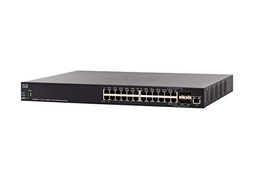 Cisco SX350X-24 Stackable Managed Switch mit 24 x 10-Gigabit-Ethernet-Ports (GbE), 20 x 10GBase-T-Ports plus 4 x 10G Combo SFP+, eingeschränkter lebenslanger Schutz (SX350X-08-K9-EU) von Cisco