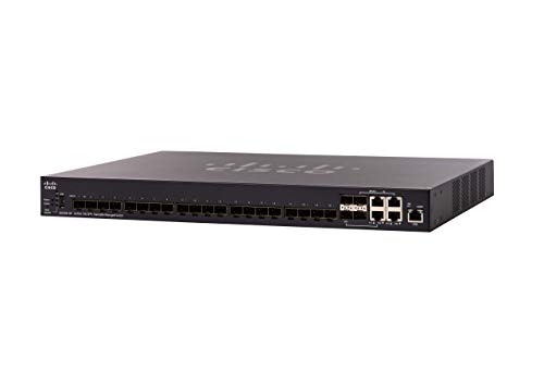 Cisco SX350X-24F Stackable Managed Switch mit 24 x 10-Gigabit-Ethernet-Ports (GbE), 20 SFP+-Steckplätzen, 4 x 10G Combo SFP+, eingeschränkter lebenslanger Schutz (SX350X-24F-K9-EU) von Cisco