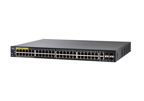 Cisco Systems SF350-48MP 10/100-PoE-Managed Switch mit 48 Ports (SF350-48MP-K9-EU), Schwarz von Cisco