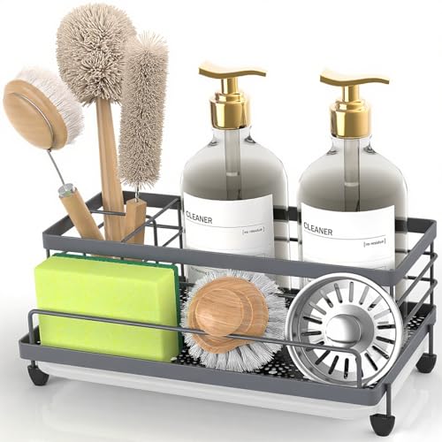 Cisily Grauer Schwammhalter für Küche, Spülbecken-Organizer, Regal für Küchenzubehör mit Abtropfschale, rostfrei und rutschfest, Seifenspender, Arbeitsplatten-Organizer, Essentials für neues Zuhause Cisily Grauer Schwammhalter für Küche, Spülbecken-Organizer, Regal für Küchenzubehör mit Abtropfschale, rostfrei und rutschfest, Seifenspender, Arbeitsplatten-Organizer, Essentials für neues Zuhause von Cisily