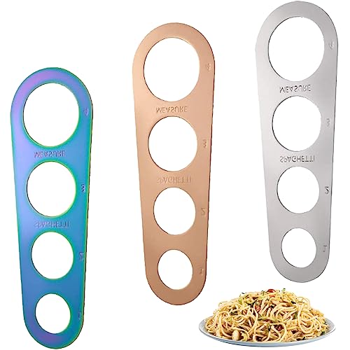 Cisixin 3 Stücke Edelstahl Pasta Maßnahme Mit 4 Messlöchern, Spaghetti Messgerät, Küchenwerkzeug Spaghetti Lineal Vier Modi von Nudelkomponenten von Cisixin
