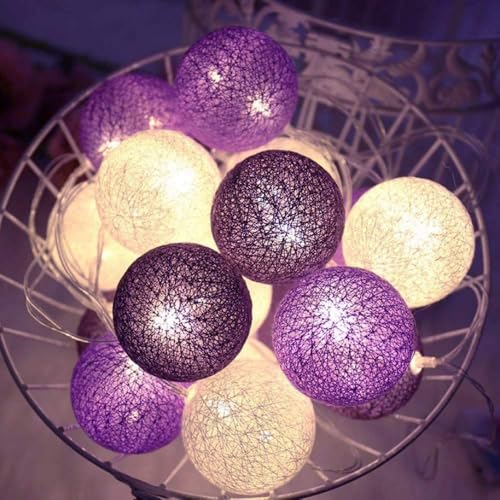 LED Lichterkette Baumwollkugeln Batteriebetrieben, 3,3m 20er Cotton Ball Lichterketten Kugeln Nachtlicht für Weihnachten, Hochzeit, Party, Zimmer, Wohnheim, Innen Deko von Ciskotu