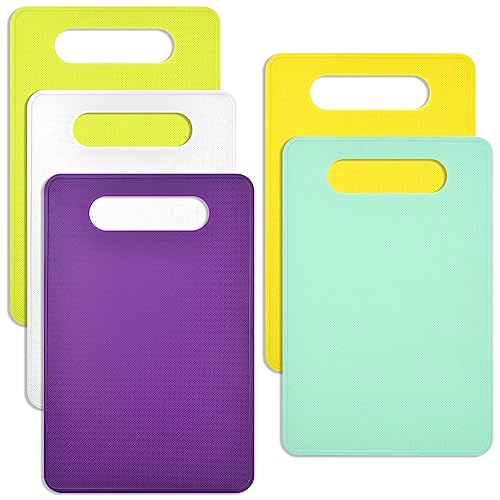 5 Stück Antibakteriell Schneidebretter Set Kunststoff Schneidebrett 29x19cm Rutschfest Frühstücksbretter Kunststoff BPA Frei Spülmaschinenfest Hackbretter für Fleisch Gemüse Obst Brot von Cisolen