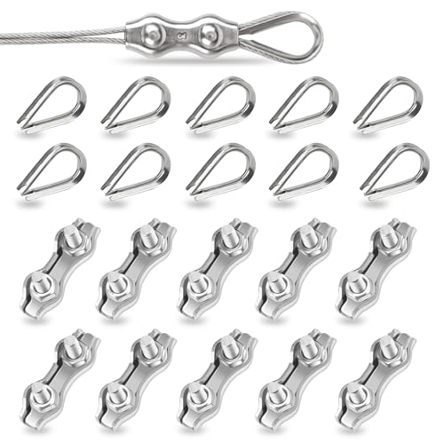 20 Stück Duplex Drahtseilklemme 3mm Und Kauschen 3mm，M3 Edelstahl Seilklemmen 3mm Robust Gefertigt Drahtklemme Drahtseilklemmen Seilverbinder für Drahtseil 3mm Stahlseil Seil Takelage von Cisyia