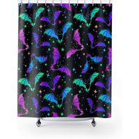 Duschvorhänge - Fledermäuse, Halloween, 71 "× 74", Süßes Oder Saures, 100% Polyester von CitrusAndSageLiving