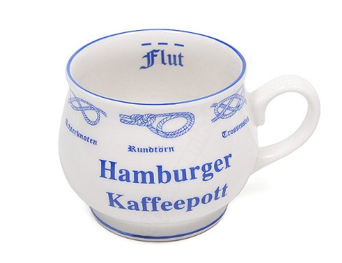 City Souvenir Shop Hamburger Kaffeepott, runde Form, Hamburg Kaffee-Becher mit Seemannsknoten von City Souvenir Shop