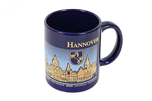 City Souvenir Shop Kaffeebecher Hannover, klassisch kobalt-blau, mit Gold-Dekor, ca. 0,3 l von City Souvenir Shop