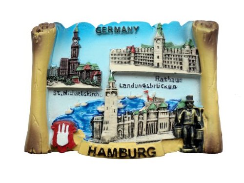 Relief-Magnet Hamburg Pergament von City Souvenir Shop