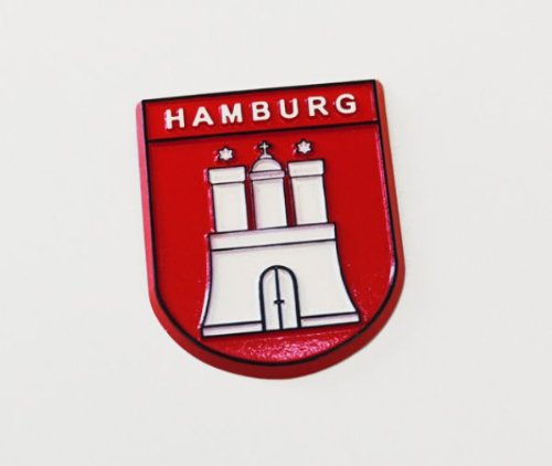 Relief-Magnet Hamburg-Wappen aus Gummi, ca. 5.7X 4.7 cm von City Souvenir Shop