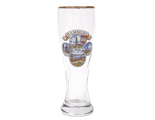 City Souvenir Shop Weizenbierglas Hamburg mit Goldrand, 0,5l von City Souvenir Shop