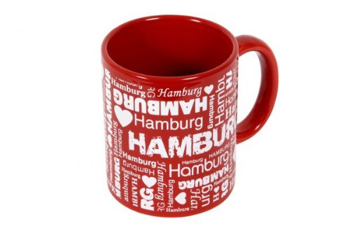 Kaffeebecher Hamburg Allover, rot, Souvenir Becher aus Keramik, ca. 0,25 l von City Souvenir Shop