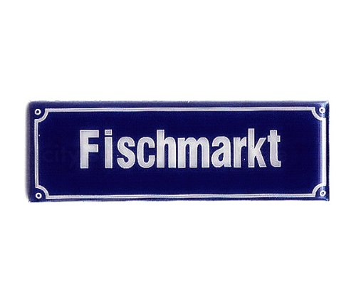 Deko-Magnet Fischmarkt, Kühlschrank-Magnet in Straßenschild-Optik, Hamburg Souvenir, ca. 7,5 x 2,5 cm von City Souvenir Shop