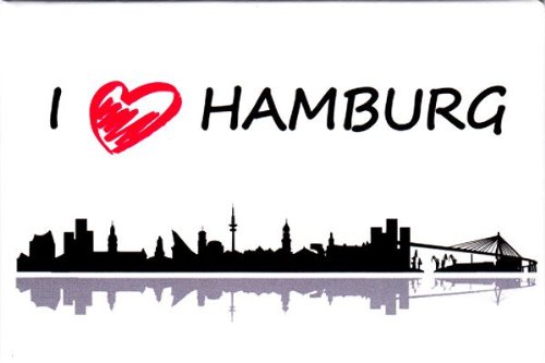 Deko-Magnet Kühlschrankmagnet Hamburg Skyline Grafik, Souvenir ca. 8 x 5,4 cm von City Souvenir Shop