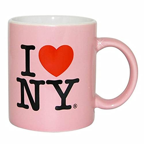 I Love NY Tasse mit Aufschrift I Love NY, 325 ml, innen weiß, außen hellrosa von City-Souvenirs