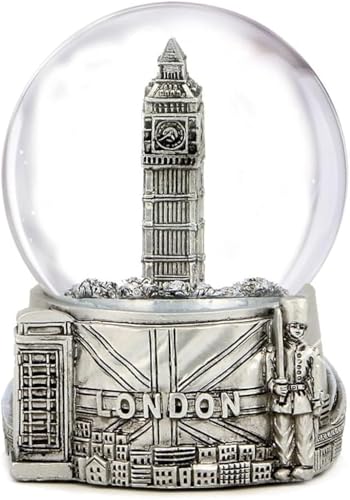 Mini London Schneekugel, silberfarben, 6,3 cm hoch von City-Souvenirs