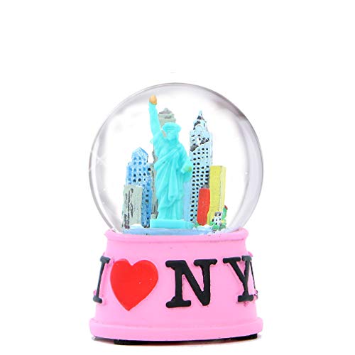 New York City I Love NY Skyline Schneekugel NYC Souvenir aus der Snow Globes Collection (Rosa, 45 mm) von City-Souvenirs
