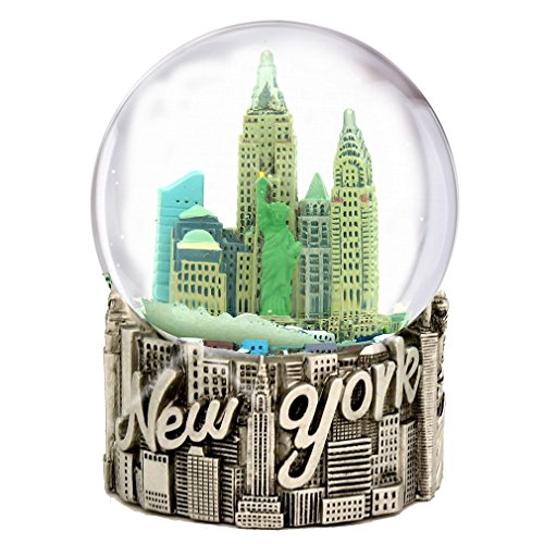 New York City Schneekugel 11,4 cm Silber NYC Souvenirs von City-Souvenirs