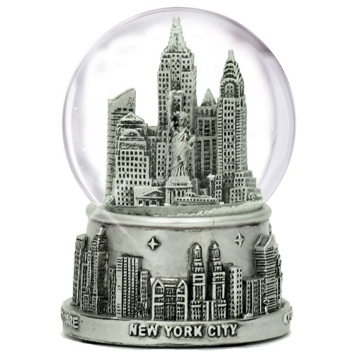 New York City Schneekugel mit silberfarbenem Rand, 65 mm, NYC-Souvenir-Schneekugeln, 8,9 cm von City-Souvenirs