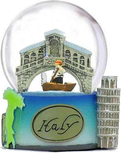Schneekugel Italien von Rom, Pisa und Venedig (6,3 cm hoch), 45 mm Globus mit Schnee von City-Souvenirs