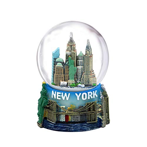 Schneekugel New York City mit NYC Skyline in Dieser Erinnerungsfigur mit Freiheitsstatue 6,3 cm hoch (45 mm) von City-Souvenirs