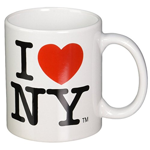 Tasse mit Aufschrift "I Love NY", Keramik, Weiß, 325 ml von City-Souvenirs