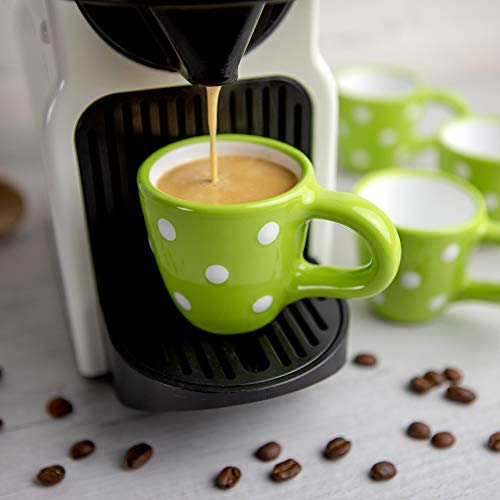 City to Cottage® - Espressotassen Set | Grün und Weiß | Polka Dots | Handgemacht | Keramik Geschirr Espressotassen 4er Set | Mokkatassen Set von City to Cottage