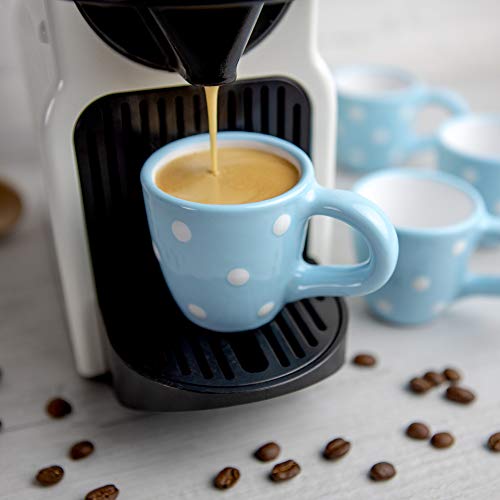 City to Cottage® - Espressotassen Set | Hellblau und Weiß | Polka Dots | Handgemacht | Keramik Geschirr Espressotassen 4er Set | Mokkatassen Set von City to Cottage