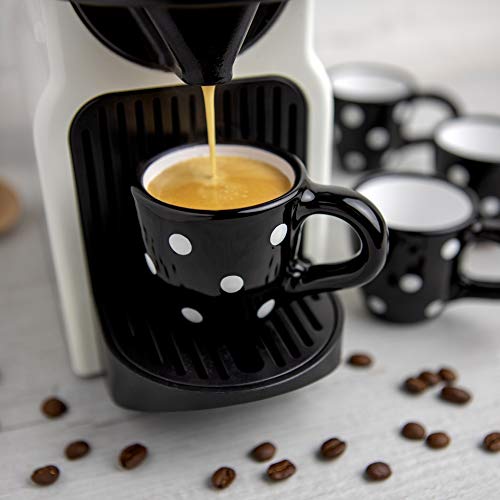 City to Cottage® - Espressotassen Set | Schwarz und Weiß | Polka Dots | Handgemacht | Keramik Geschirr Espressotassen 4er Set | Mokkatassen Set von City to Cottage