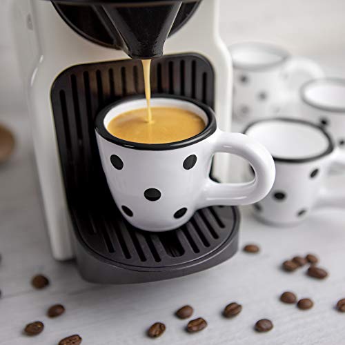 City to Cottage® - Espressotassen Set | Weiß und Schwarz | Polka Dots | Handgemacht | Keramik Geschirr Espressotassen 4er Set | Mokkatassen Set von City to Cottage