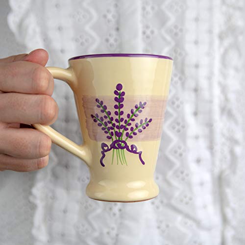 City to Cottage® - Kaffeebecher Cappuccino Tasse | Lavendel Motiv | Handgemacht | Kaffeetasse | Keramik Geschirr von City to Cottage