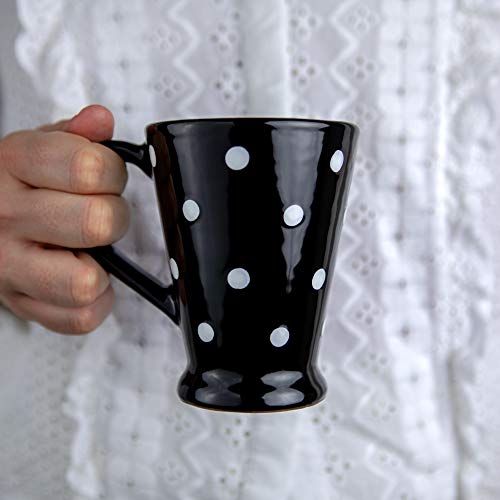 City to Cottage® - Kaffeebecher Cappuccino Tasse | Schwarz und Weiß | Polka Dots | Handgemacht | Kaffeetasse | Keramik Geschirr von City to Cottage