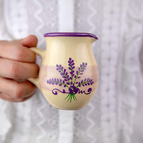 City to Cottage® - Keramik Milchkännchen | Lavendel Motiv | Handgemacht | Keramik Geschirr Kännchen | 150 ml von City to Cottage