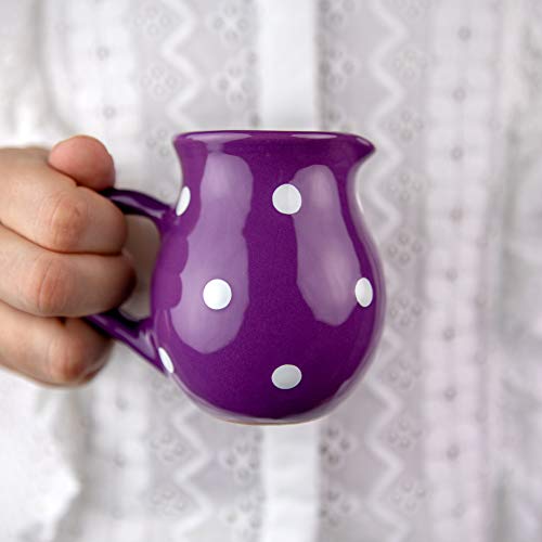 City to Cottage® - Keramik Milchkännchen | Lila und Weiß | Polka Dots | Handgemacht | Keramik Geschirr Kännchen | 150 ml von City to Cottage