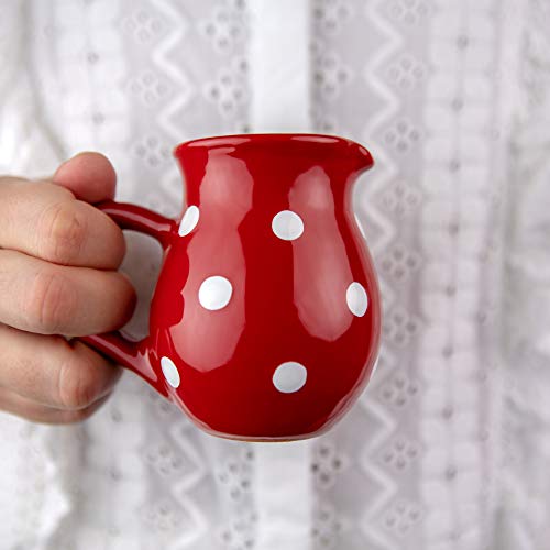 City to Cottage® - Keramik Milchkännchen | Rot und Weiß | Polka Dots | Handgemacht | Keramik Geschirr Kännchen | 150 ml von City to Cottage