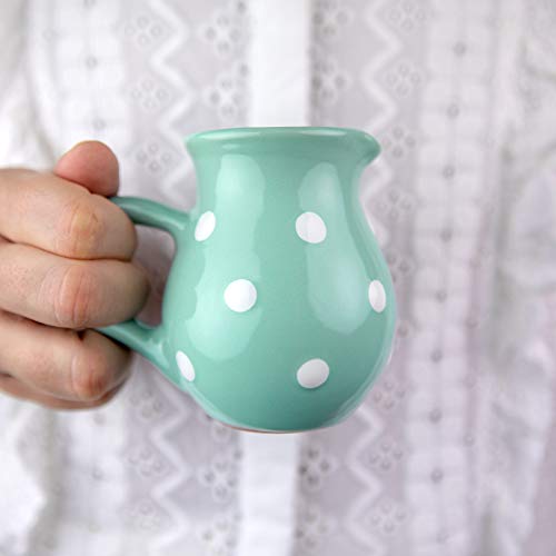 City to Cottage® - Keramik Milchkännchen | Türkis und Weiß | Polka Dots | Handgemacht | Keramik Geschirr Kännchen | 150 ml von City to Cottage