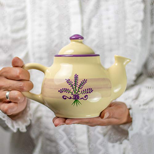 City to Cottage® - Teekanne Kaffeekanne für 2 Tassen | Lavendel Motiv | Handgemacht | Teekanne Keramik Geschirr | 750 ml von City to Cottage