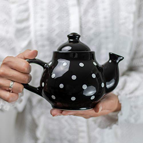 City to Cottage® - Teekanne Kaffeekanne für 2 Tassen | Schwarz und Weiß | Polka Dots | Handgemacht | Teekanne Keramik Geschirr | 750 ml von City to Cottage